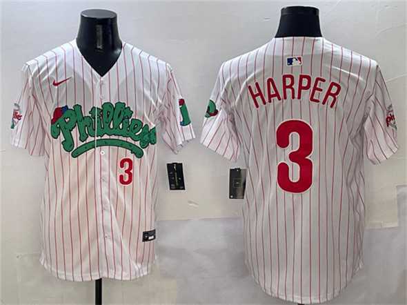 Mens Philadelphia Phillies #3 Bryce Harper White Phanatic Limited Stitched Jersey